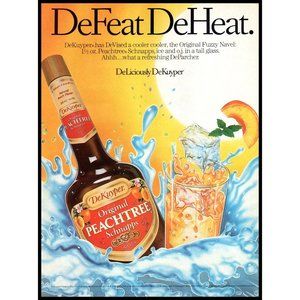 1988 DeKuyper Peachtree Schnapps Vintage Print Ad Peach Fuzzy Navel Wall Art